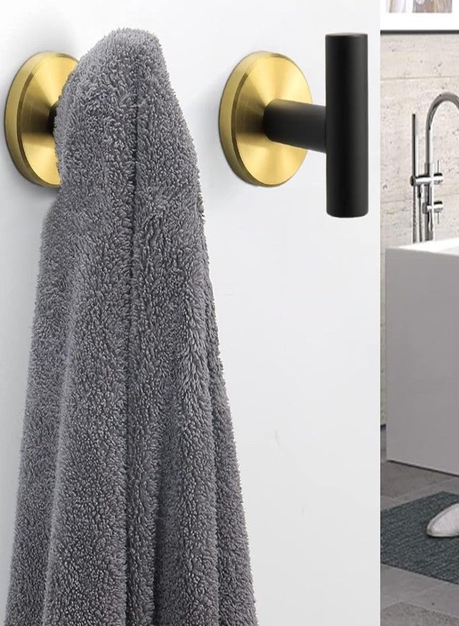 LUXIUR Wall Hooks for Hanging Strong, Cloth Hook Stand for Bathroom and Kitchen Accessories Items, SUS 304 Grade Stainless Steel Robe Hook, Door Hanger Hook, Bathroom Accessories, Black Gold, 2 Pack - Image 1